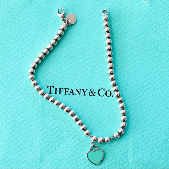 Tiffany & Co. Jewelry - Tiffany & Co. Tiffany Blue Heart Tag Bead Bracelet 4mm Sterling Silver Medium